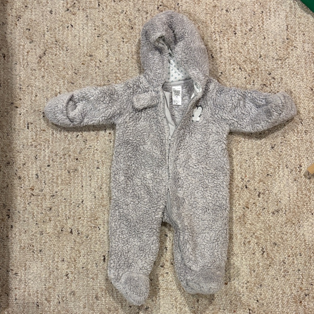 Cozy Gray Hooded Footie for Kids